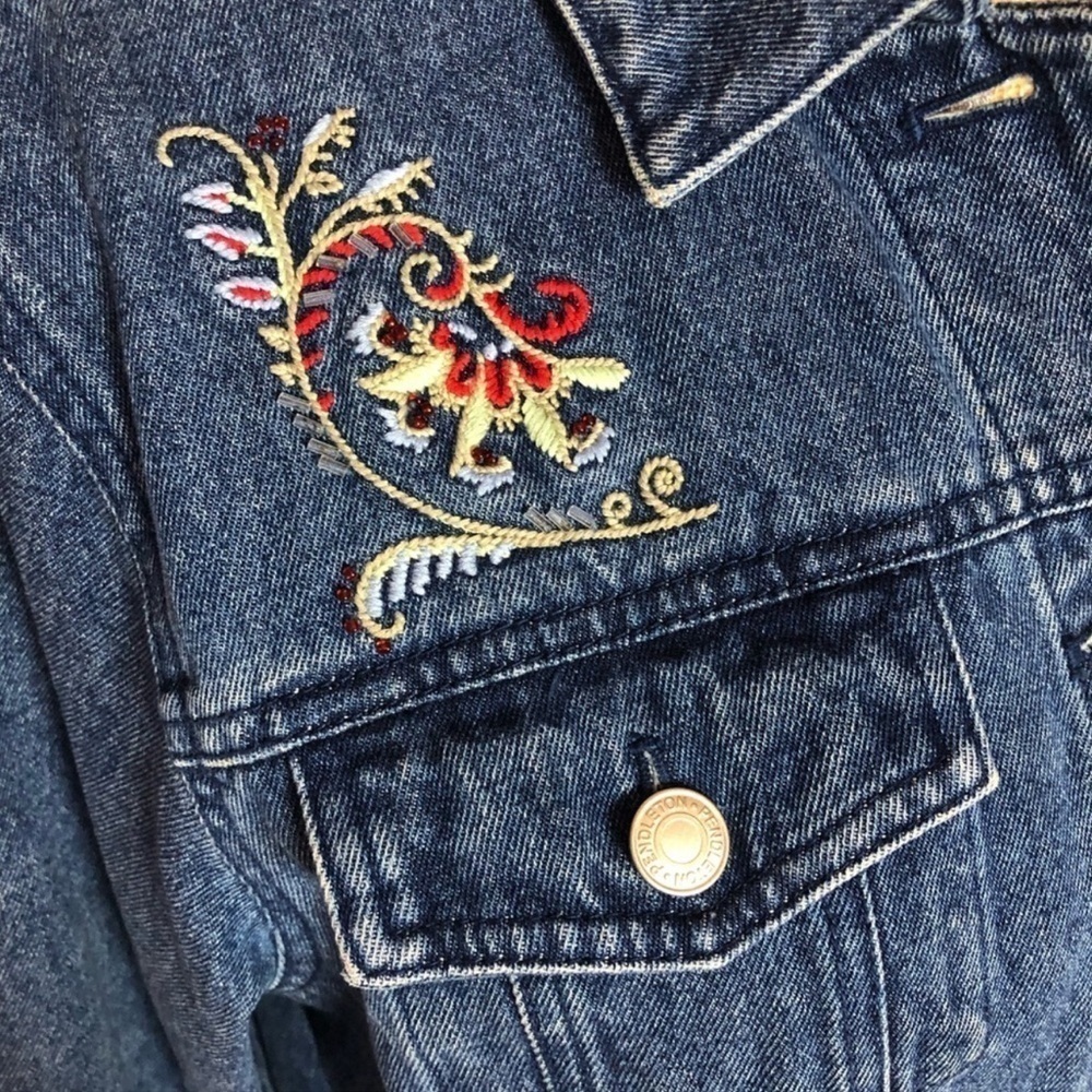 Pendleton Denim Shacket Embroidered Beaded Blue J… - image 5